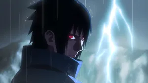 Aesthetic Sasuke With Lightning Bolt Wallpaper