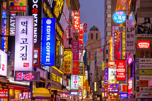 Aesthetic Seoul Shop Signs Wallpaper