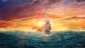 Aesthetic Skull Island Ship Wallpaper