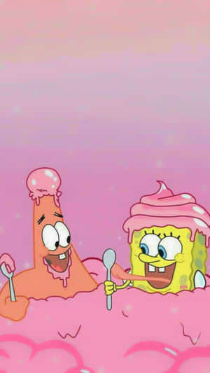 Aesthetic Spongebob And Patrick Bubble Bath Wallpaper