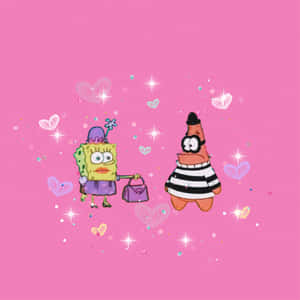 Aesthetic Spongebob And Patrick Playing Thief Wallpaper