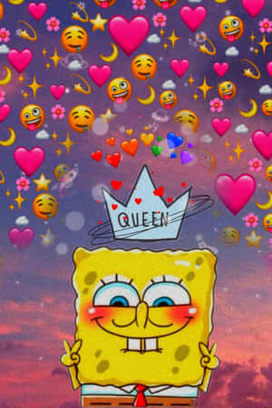 Aesthetic Spongebob With A Crown Wallpaper