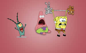 Aesthetic Spongebob With Plankton And Patrick Wallpaper