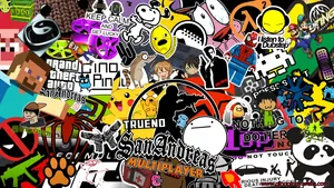 Aesthetic Stickers Of Characters Wallpaper