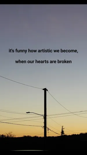 Aesthetic Sunset Hearts Broken Quote Wallpaper