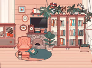 Aesthetic Toca Life Bookshelves Wallpaper