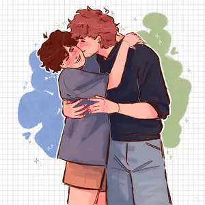 Affectionate Cartoon Hug Wallpaper