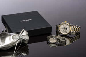 Affectionate Couple Showcasing Luxurious Longines Watches Wallpaper