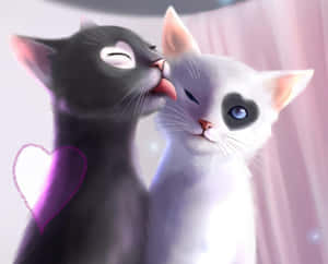 Affectionate Kittens Art Wallpaper