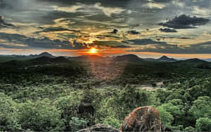 African Landscape In Sunset Wallpaper