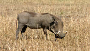 African Warthogin Savannah Grassland.jpg Wallpaper