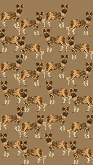 African Wild Dog Pattern Wallpaper