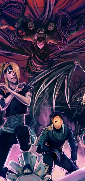 Aggressive And Powerful Members Of The Akatsuki Identified By Their Signature Red Clouds.