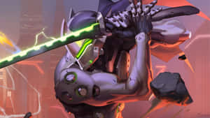 Agile Cyborg Ninja, Overwatch's Genji In Combat Wallpaper