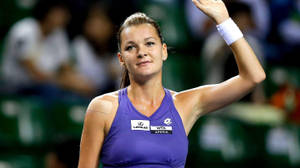 Agnieszka Radwanska One Arm Raised Wallpaper