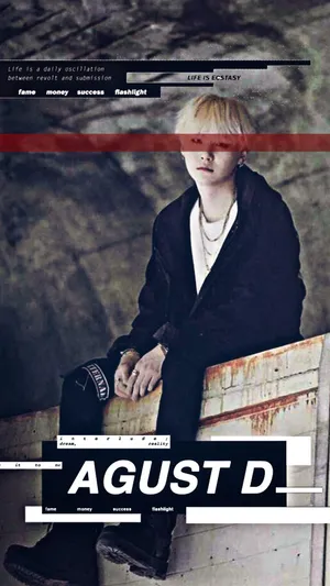 Agust D Leaning On Grey Wall Wallpaper