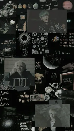 Agust D Strikes A Pose In A Stylish Outfit Amidst Colorful Surroundings Wallpaper