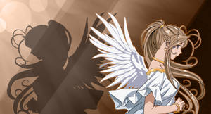 Ah My Goddess Belldandy Brown Background Wallpaper