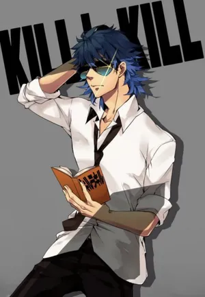 Aikuro Mikisugi Posing In Front Of An Abstract Purple Background Wallpaper