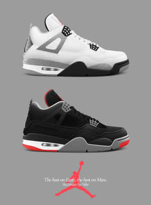 Air Jordan 4 Black & White Nike Poster Wallpaper