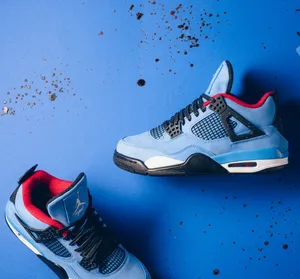 Air Jordan 4 Blue Background Wallpaper