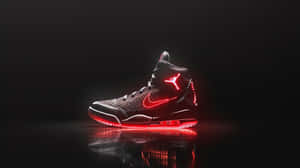 Air Jordan Red Black Sneaker Showcase Wallpaper