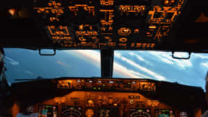 Airplane Cockpit Dusk Flight Wallpaper