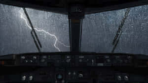 Airplane Cockpit Lightning Storm Wallpaper