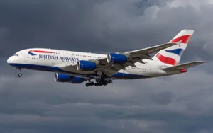 Airplane From British Airways With Overcast Sky Wallpaper