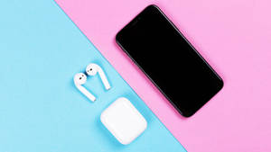 Airpods In Pink & Blue Wallpaper