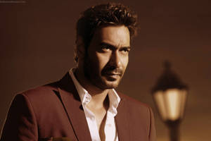 Ajay Devgn Brown Tuxedo Outfit Wallpaper