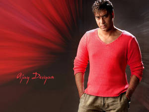 Ajay Devgn Red Aesthetic Illustration Wallpaper