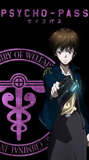 Akane Tsunemori In An Action Pose In A Futuristic Cityscape Wallpaper