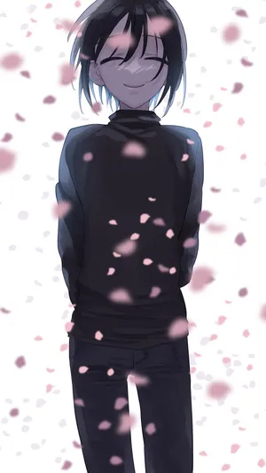 Akito Sohma Smiling Amidst Petals Wallpaper