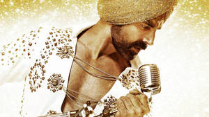 Akshay Kumar With Classic Microphone Wallpaper