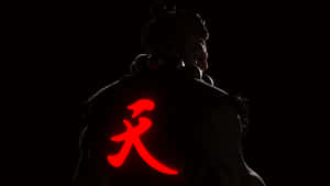 Akuma Silhouettewith Glowing Kanji Wallpaper