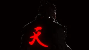 Akuma Silhouettewith Glowing Kanji Wallpaper