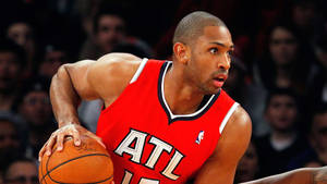 Al Horford Wears Red Atl Jersey Wallpaper