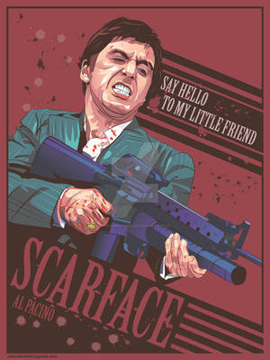Al Pacino Scarface Gunfight Art Wallpaper