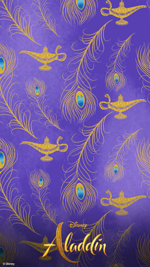 Aladdin Lamp On Purple Background Wallpaper