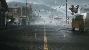 Alan Wake2 Mysterious Figureon Rainy Street Wallpaper