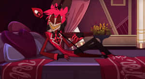 Alastor Recliningon Couch Hazbin Hotel Wallpaper