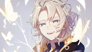 Albedo Lit Up The Night In Genshin Wallpaper