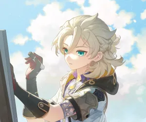 Albedo, The Chief Alchemist Of The Knights Of Favonius In Genshin Impact, Seen Wielding His Weapon In A Stunning Action Pose. Wallpaper