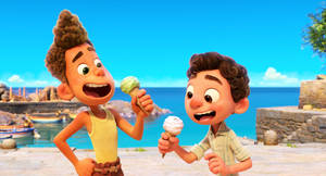 Alberto Eating Ice Cream Pixar Luca Wallpaper