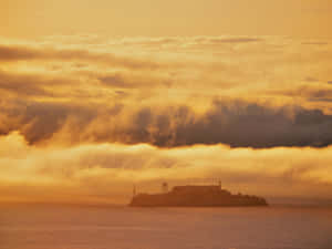 Alcatraz Island Sunset Silhouette Wallpaper