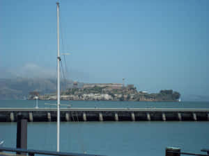 Alcatraz Island Viewwith Sailboat Wallpaper