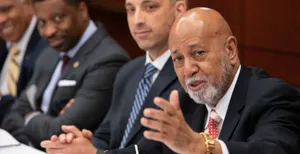 Alcee Hastings Speaking At A Public Forum Wallpaper