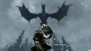 Alduin, The World-eater Dragon, Dominating The Skies Of Skyrim Wallpaper