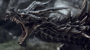 Alduin, The World Eater, Menacingly Approaches In All Its Glory In The Elder Scrolls V: Skyrim. Wallpaper